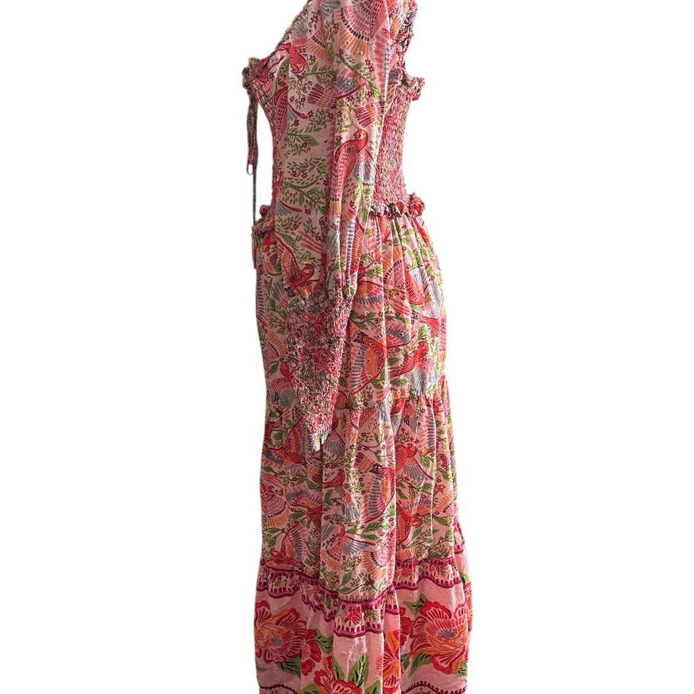 Farm Rio Macaw Flight Smocked Dress, Size Medium, Good Condition - Picture 4 of 8